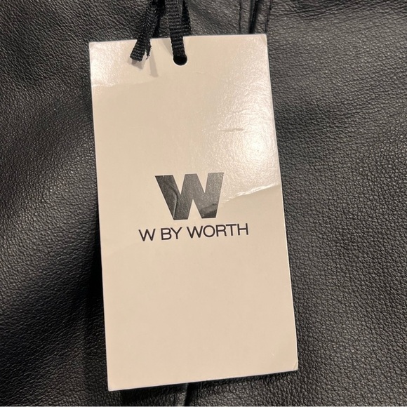 NWT W by WORTH Chevron Leather Mini Skirt Sz-2 - Picture 5 of 7